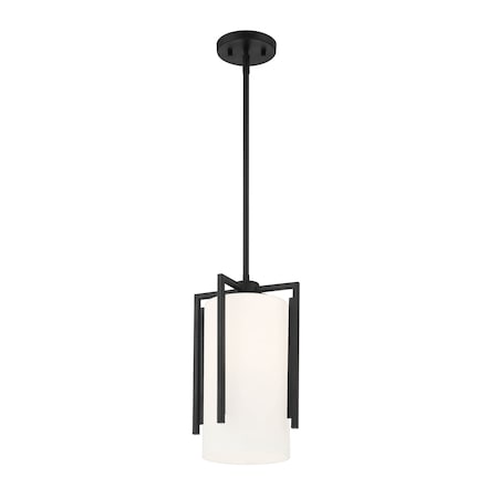 Designers Fountain Cambria 60 Watt 1 Light Matte Black Pendant with Etched Opal Glass Shade D258M-9P-MB